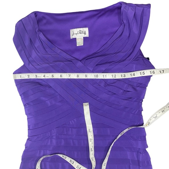 Joseph Ribkoff Purple Pleated V Neck Midi Dress Women’s 6 - Picture 6 of 13